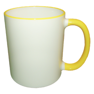 Bögre citromsárga peremmel és füllel