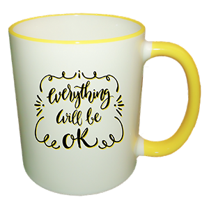 Bögre citromsárga peremmel és füllel