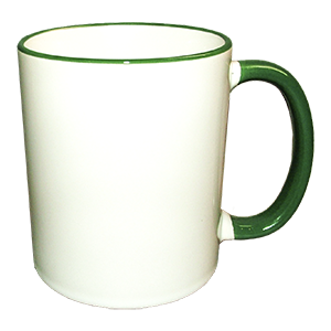 Bögre sötétzöld peremmel és füllel