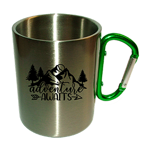 Fémbögre karabineres zöld füllel