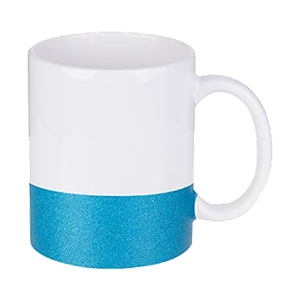 Glitteres csíkos bögre kék színnel