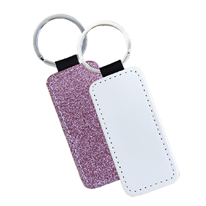 Glitteres kulcstartó – Téglalap – Rózsaszín