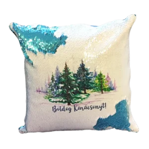 Flitteres párna karácsonyi mintával