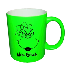 Neon bögre Mrs Grinch mintával – Mrs. Grinch bögre